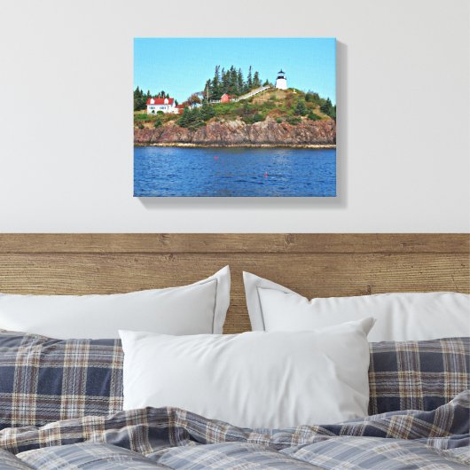 Uilen hoofd vuurtoren, Maine Canvas Print (Insitu (Slaapkamer))