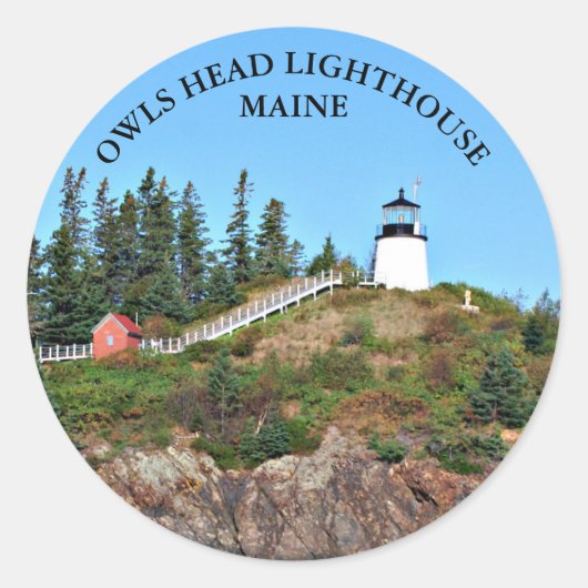 Uilen hoofd vuurtoren, Maine ronde Stickers (Voorkant)