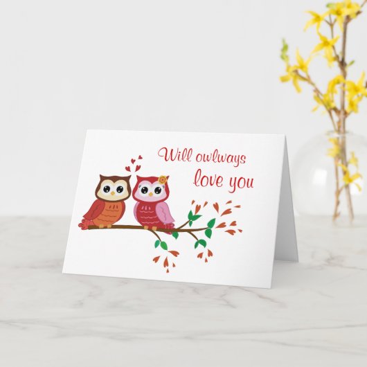 Uilen houden van je briefkaart (Gele Bloem)