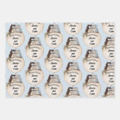 Uilen Huwelijksgelukwensen Voeg Namen Toe Cute 3 Inpakpapier Vel (Voorkant 3)