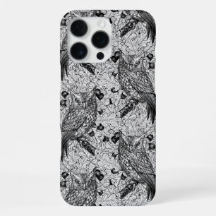 Uilen in de eikenboom, zwart en wit iPhone 16 pro max hoesje