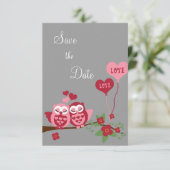 Uilen in de liefde Save the Date Kaart (Staand voorkant)