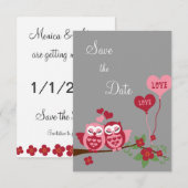 Uilen in de liefde Save the Date Kaart (Voorkant / Achterkant)