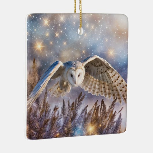 Uilen in de sneeuw Magische Kerstmis Keramisch Ornament (Rechts)