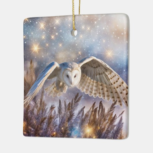Uilen in de sneeuw Magische Kerstmis Keramisch Ornament (Links)