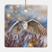 Uilen in de sneeuw Magische Kerstmis Keramisch Ornament (Achterkant)