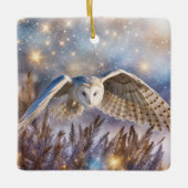 Uilen in de sneeuw Magische Kerstmis Keramisch Ornament (Voorkant)