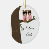 Uilen in een Boom Keramisch Ornament (Rechts)
