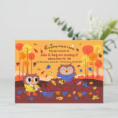 Uilen in Herfst Uitnodiging (Staand voorkant)