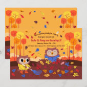 Uilen in Herfst Uitnodiging (Voorkant / Achterkant)