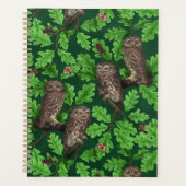 Uilen in het bos op donkergroen planner (Voorkant)