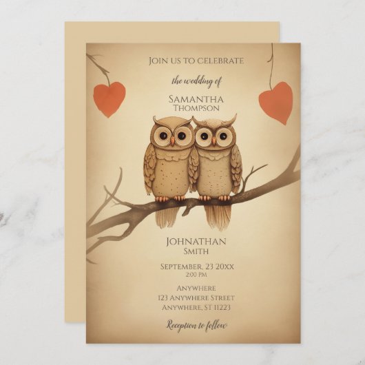 Uilen in liefde  kaart (Voorkant / Achterkant)