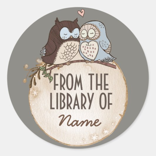 UILEN IN LOVE, DIERENSTICKER, UIT DE BIBLIOTHEEK V RONDE STICKER (Voorkant)
