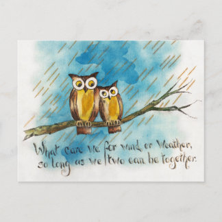 Uilen in regenachtig Storm Regen Weer Blauw Windge Briefkaart