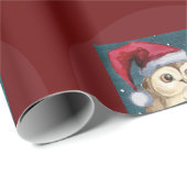 Uilen Kerstavond Nacht Santa Red Pet Cadeaupapier (Rol Hoek)