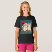 Uilen Kerstavond Nacht Santa Red Pet T-shirt (Voorkant volledig)