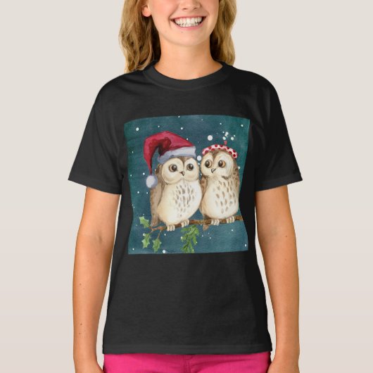 Uilen Kerstavond Nacht Santa Red Pet T-shirt (Voorkant)