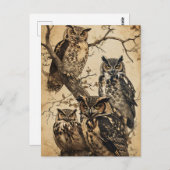  Uilen Kunstzinnig Briefkaart (Voorkant / Achterkant)