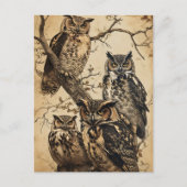  Uilen Kunstzinnig Briefkaart (Voorkant)