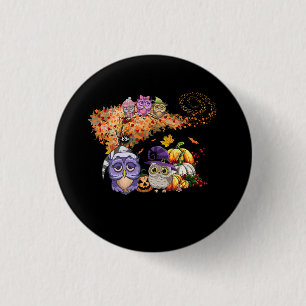 Uilen Leave Tree Herfst herfst pompoen Halloween U Ronde Button 3,2 Cm