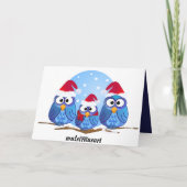 uilen met de petten van de Kerstman Feestdagen Kaart (Achterkant)