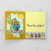 Uilen met gitaren en aangepaste tekst verjaardagsk kaart (Binnen)