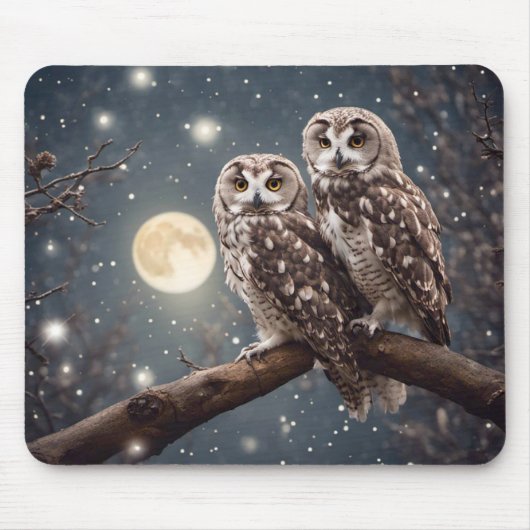 Uilen met volle maan muismat (Voorkant)