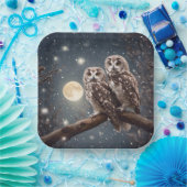 Uilen met volle maan papieren bordje (Feest)