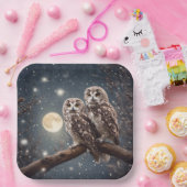Uilen met volle maan papieren bordje (Feest)