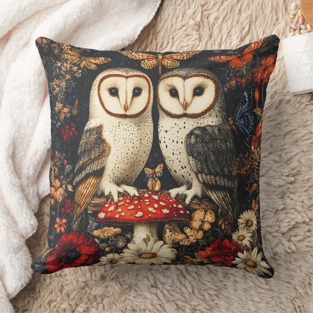 Uilen, motten en paddenstoelen kussen (Deken)