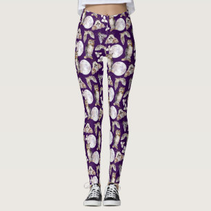 Uilen Motten Volle Maan Op Paars Leggings