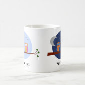 Uilen nacht en dag aangepaste tekst schattig koffiemok (Center)