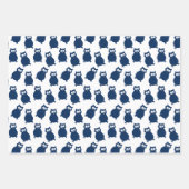 Uilen op blauwe en zwarte verjaardag inpakpapier vel (Voorkant)