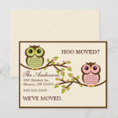 Uilen op filialen verhuizen aankondigingen aankondigingskaart (Voorkant / Achterkant)