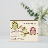 Uilen op filialen verhuizen aankondigingen aankondigingskaart (Staand voorkant)