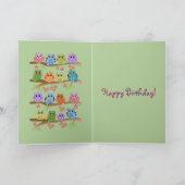 Uilen op kaart van de Verjaardag van de takken de (Binnen)