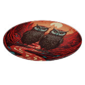 Uilen paar op de bergen snijplank (Hoek)