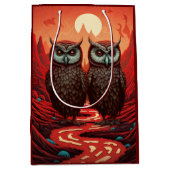Uilen paar surrealistisch medium cadeauzakje (Voorkant)