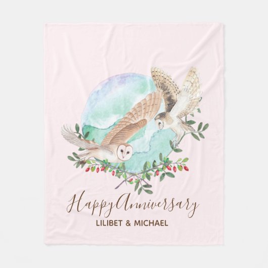 Uilen Persoonlijk gemaakt Fleece Deken (Voorkant)