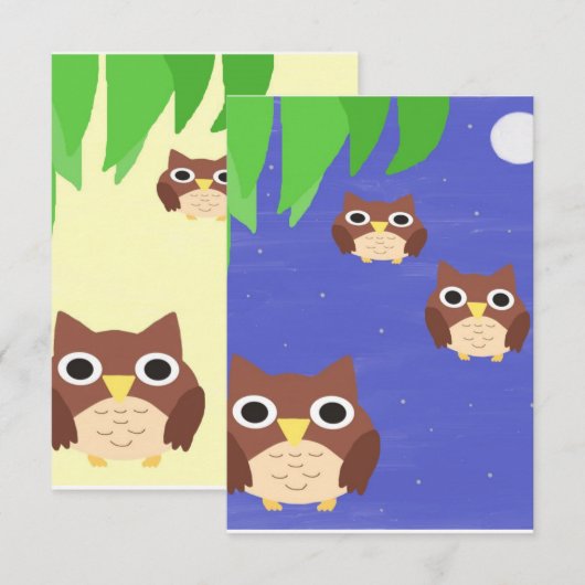 Uilen schilderen kunst bedankkaart (Voorkant / Achterkant)