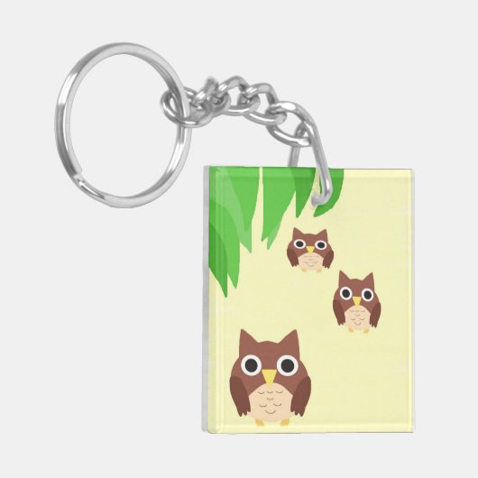 Uilen schilderen kunst sleutelhanger (Voorkant Links)