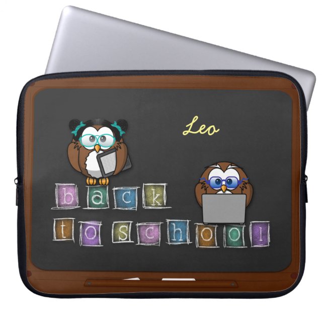 uilen terug naar school laptop sleeve (Voorkant)