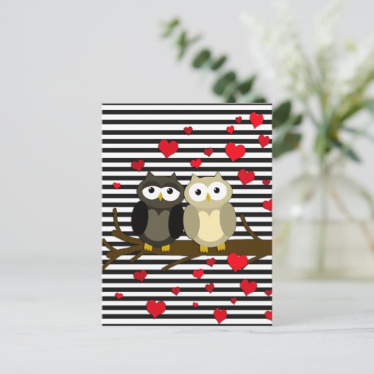 Uilen - Valentijnsdag ontwerp Feestdagenkaart (Staand voorkant)