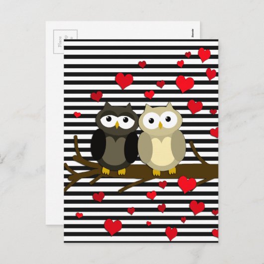 Uilen - Valentijnsdag ontwerp Feestdagenkaart (Voorkant / Achterkant)