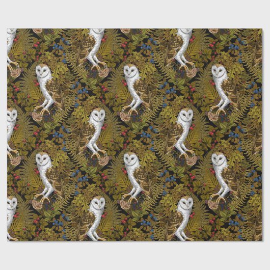 Uilen, varens, eik en bessen 2 cadeaupapier (Vlak)