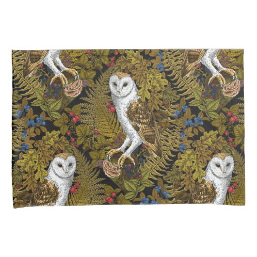 Uilen, varens, eik en bessen 2 kussensloop (Voorkant-Rechts)