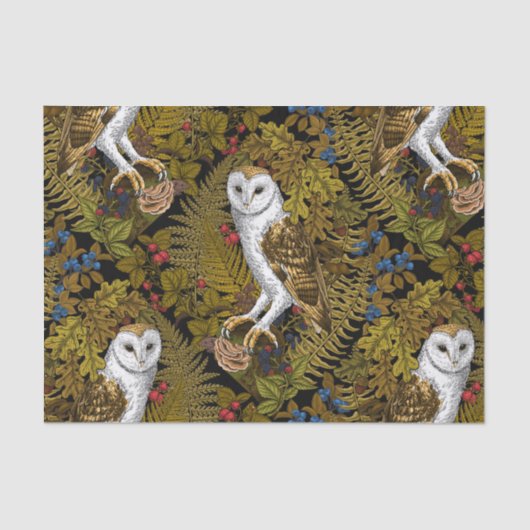 Uilen, varens, eik en bessen 2 tissuepapier (Voorkant)