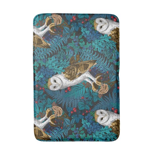 Uilen, varens, eik en bessen 3 badmat (Voorkant Verticaal)