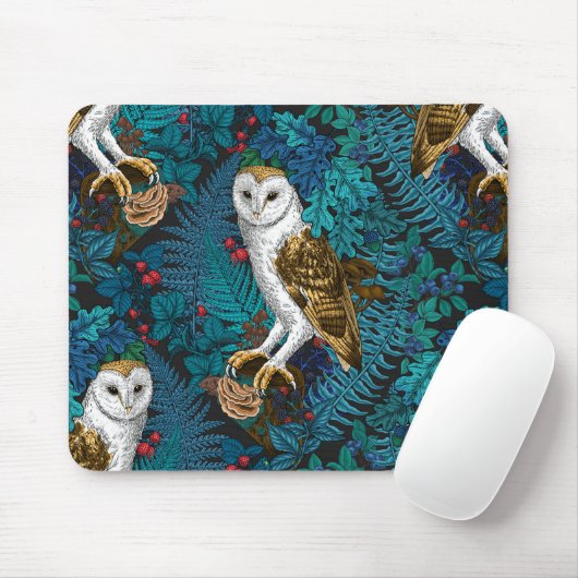 Uilen, varens, eik en bessen 3 muismat (Met muis)