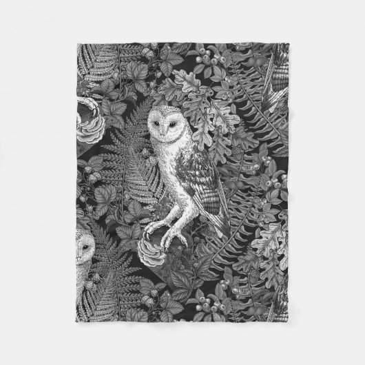 Uilen, varens, eik en bessen 4 fleece deken (Voorkant)